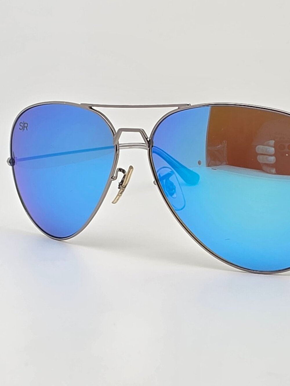Shady Rays Aviator Elite Silver Frame Polarized Blue Mirror Lens Sunglasses 60mm
